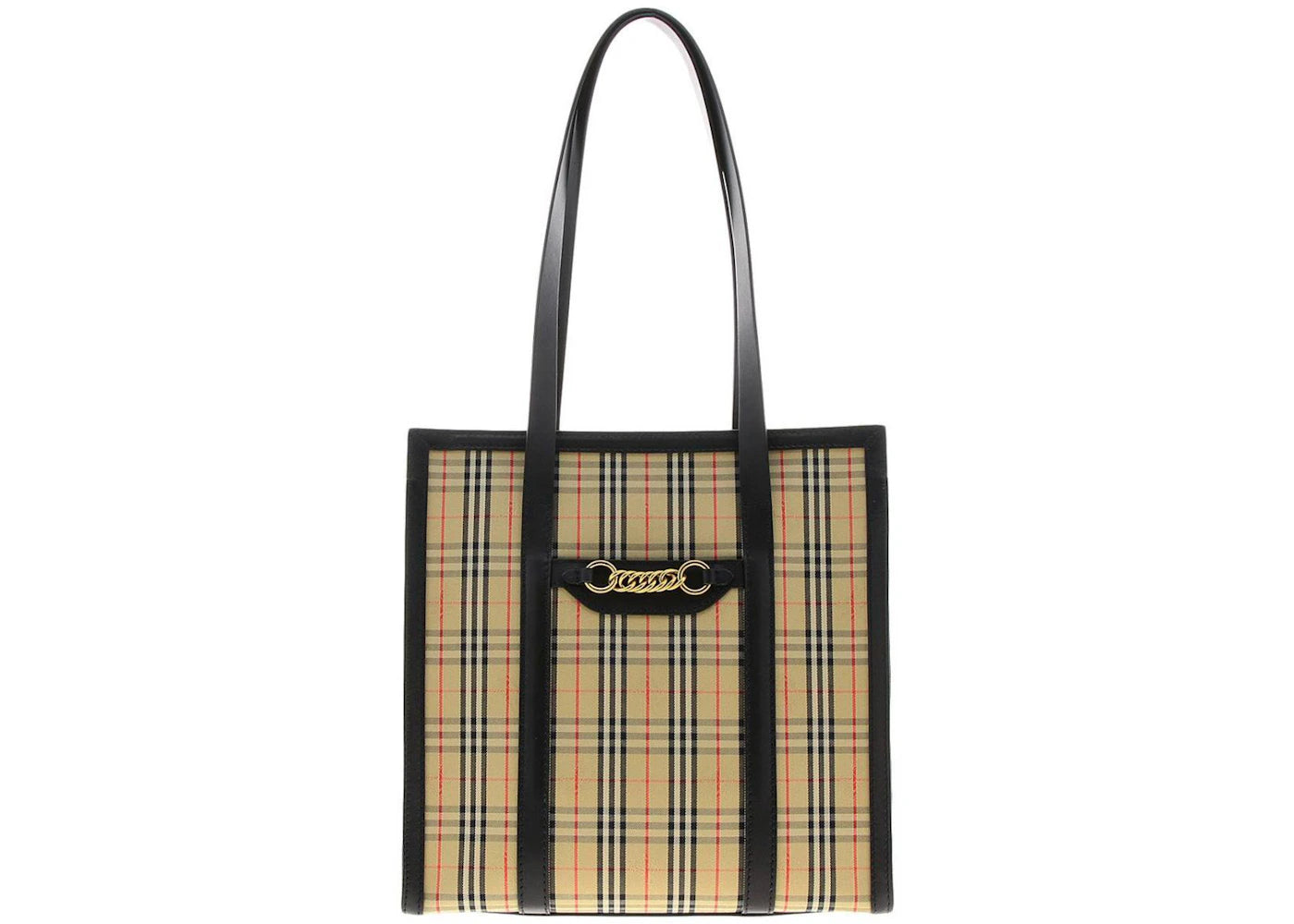 Burberry Tote Check Gold-tone Beige