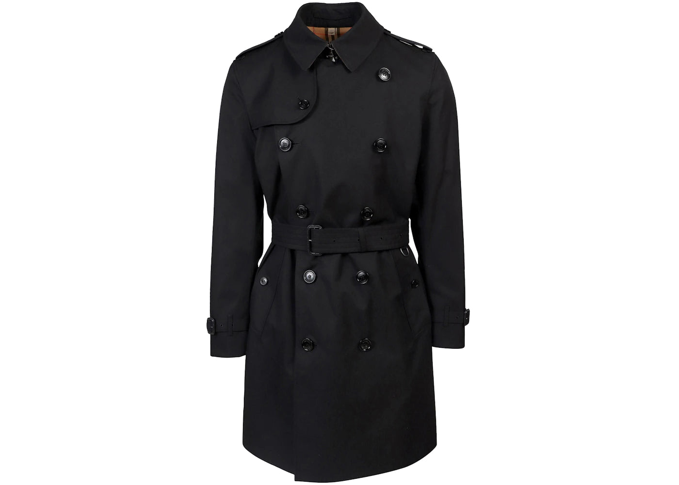 Burberry Traditional Check Lining Cotton Trench Coat Black