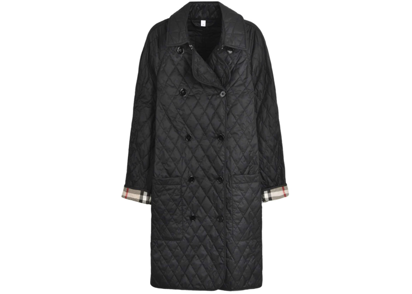 Burberry Tything Diamond Quilted Long Jacket Black