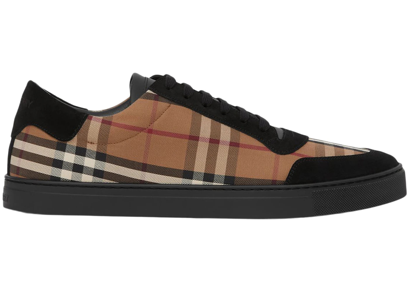 Burberry Vintage Check Cotton and Suede Sneakers Birch Brown Black