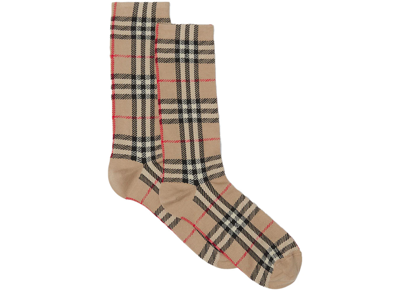 Burberry Vintage Check Intarsia Cotton Cashmere Blend Socks Archive Beige