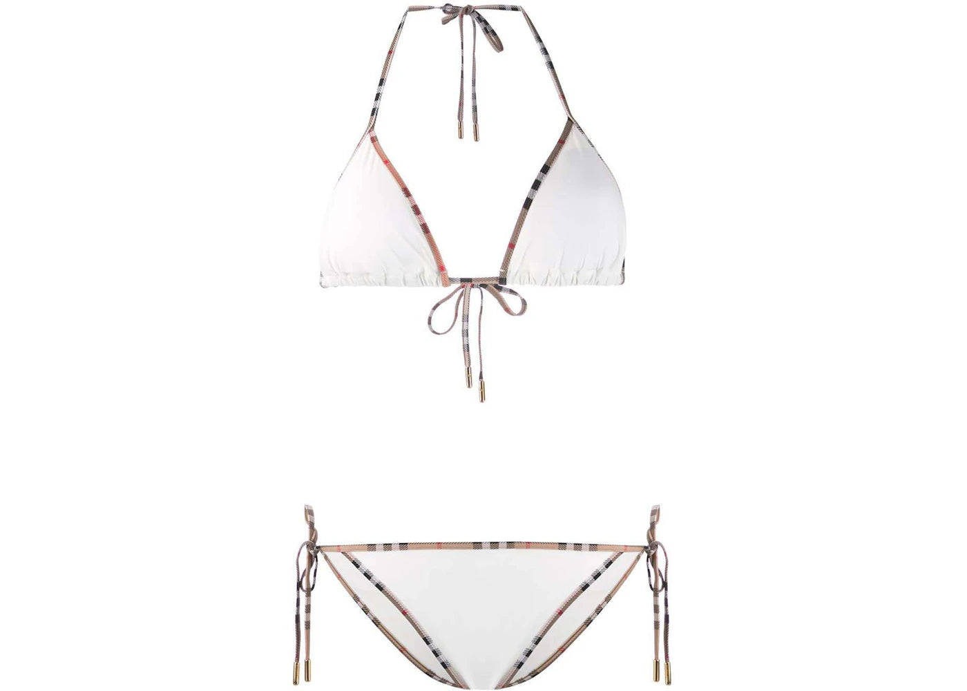 Burberry Vintage Check Trim Triangle Bikini White