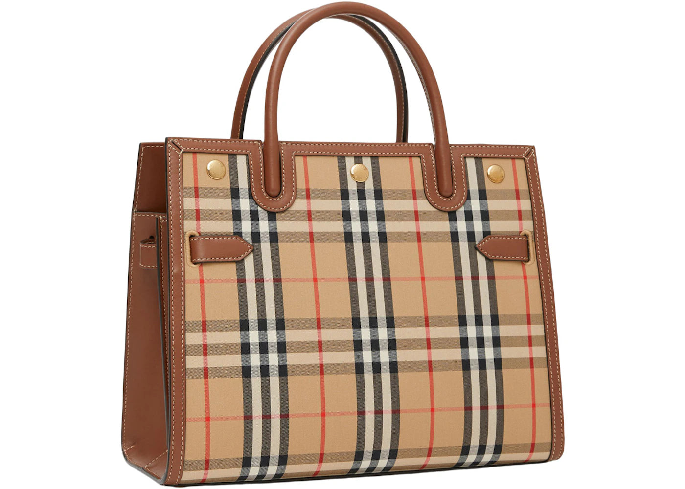 Burberry Vintage Check Two-handle Title Bag Mini Archive Beige