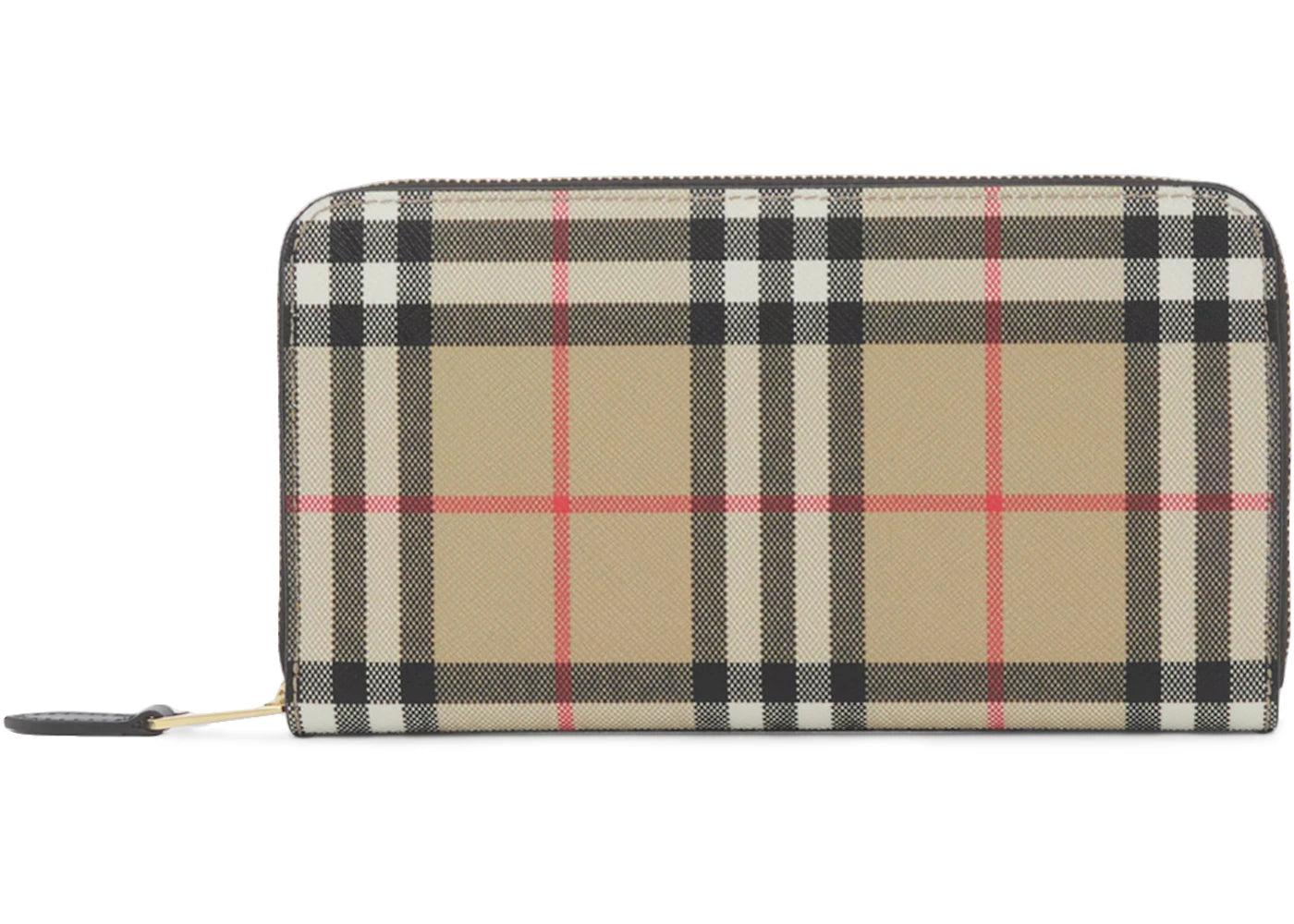 Burberry Vintage Check and Leather Ziparound (12 Card Slot) Wallet Archive Beige/Black