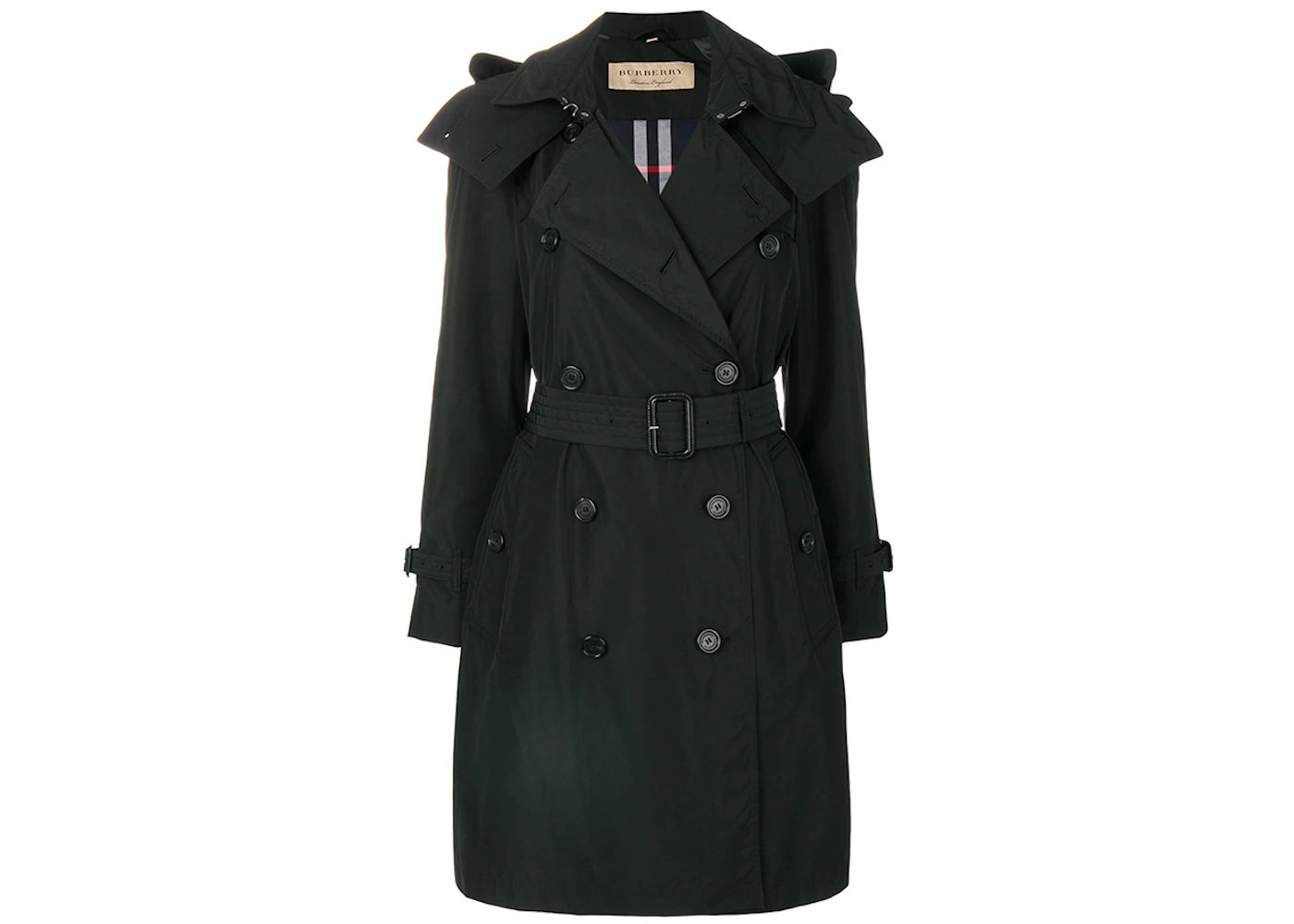 Burberry Women's Amberford Hooded Shell Trench Coat Black