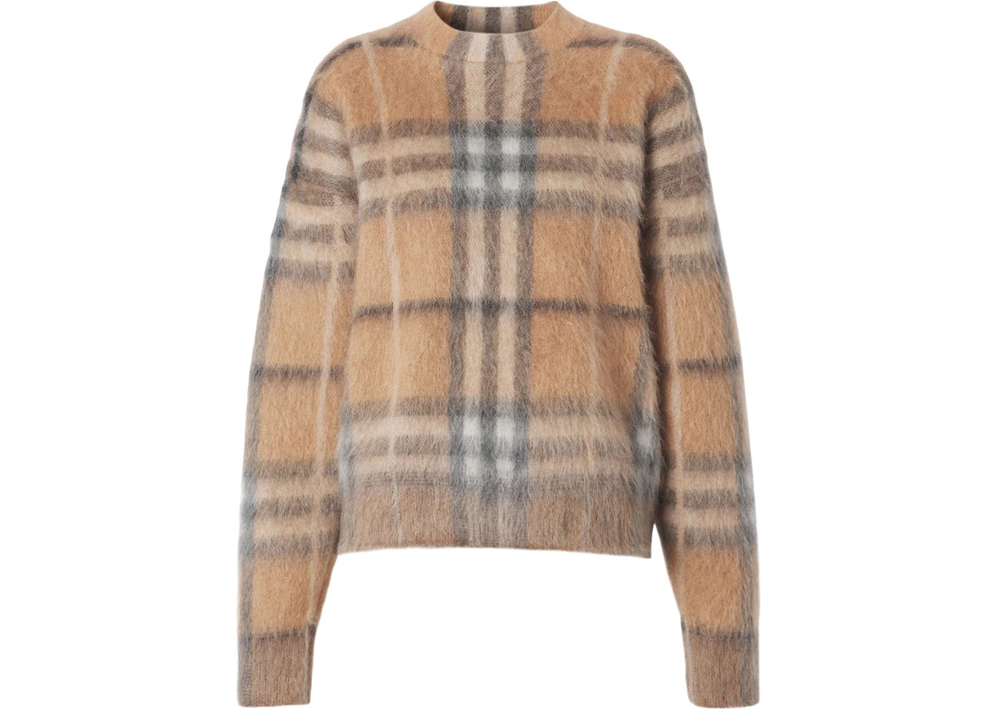 Burberry Womens Check Jacquard Woven Sweater Beige