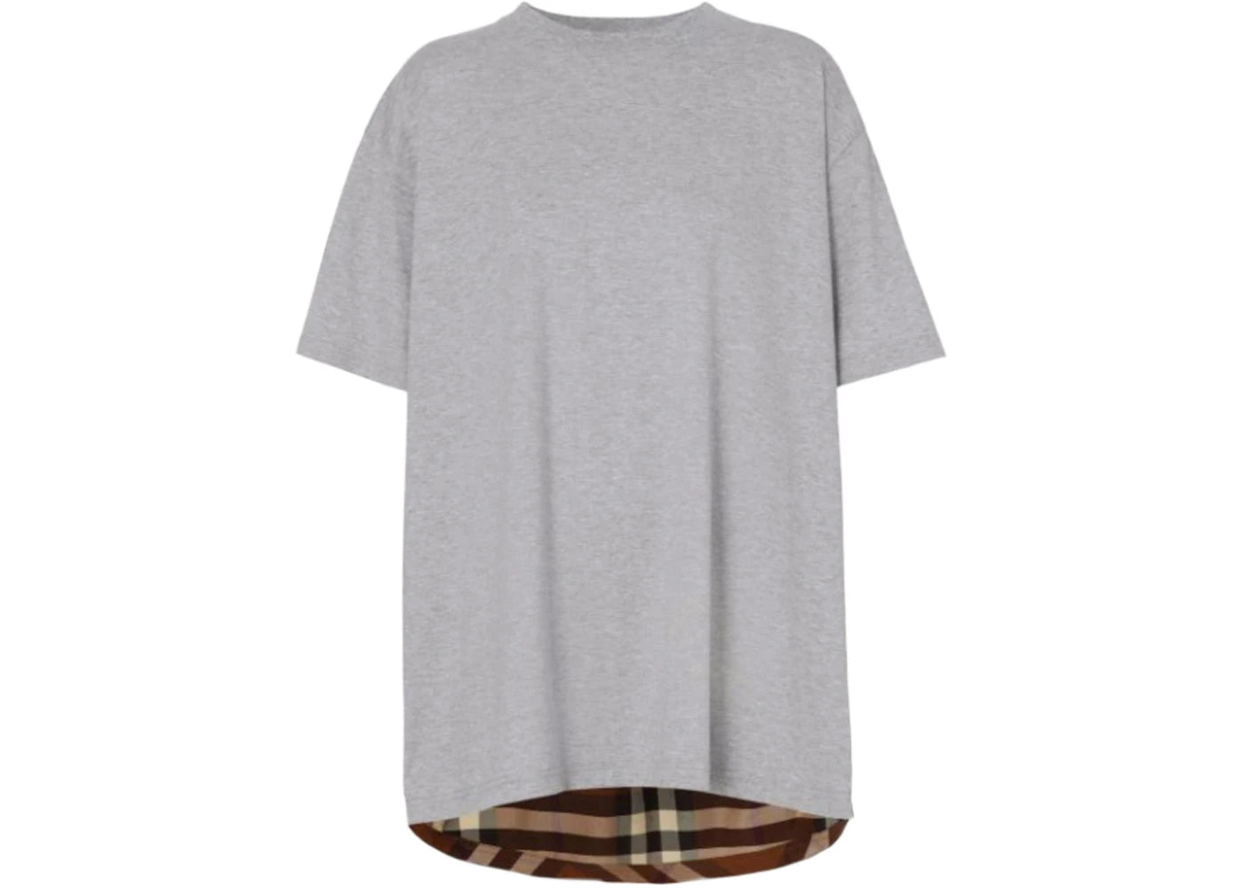 Burberry Womens Check Panel T-Shirt Grey