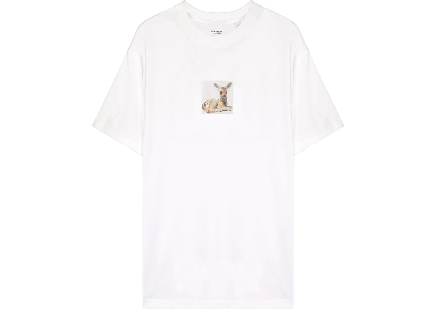 Burberry Womens Deer Print Cotton T-shirt White