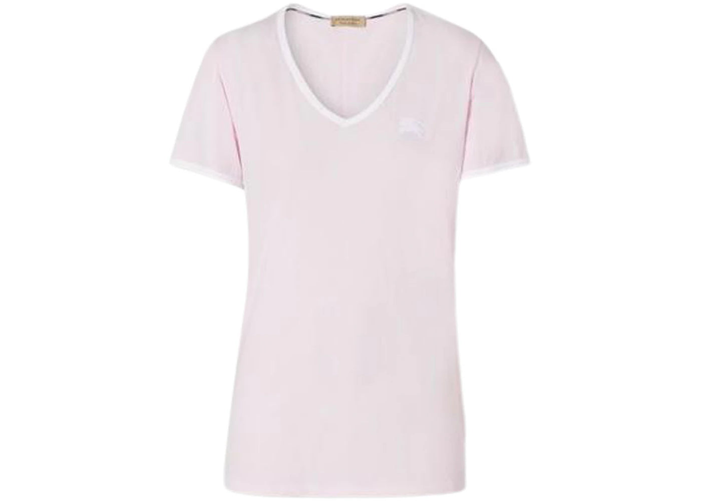 Burberry Women's Embroidered Monogram EKD V Neck T-shirt Pink/White