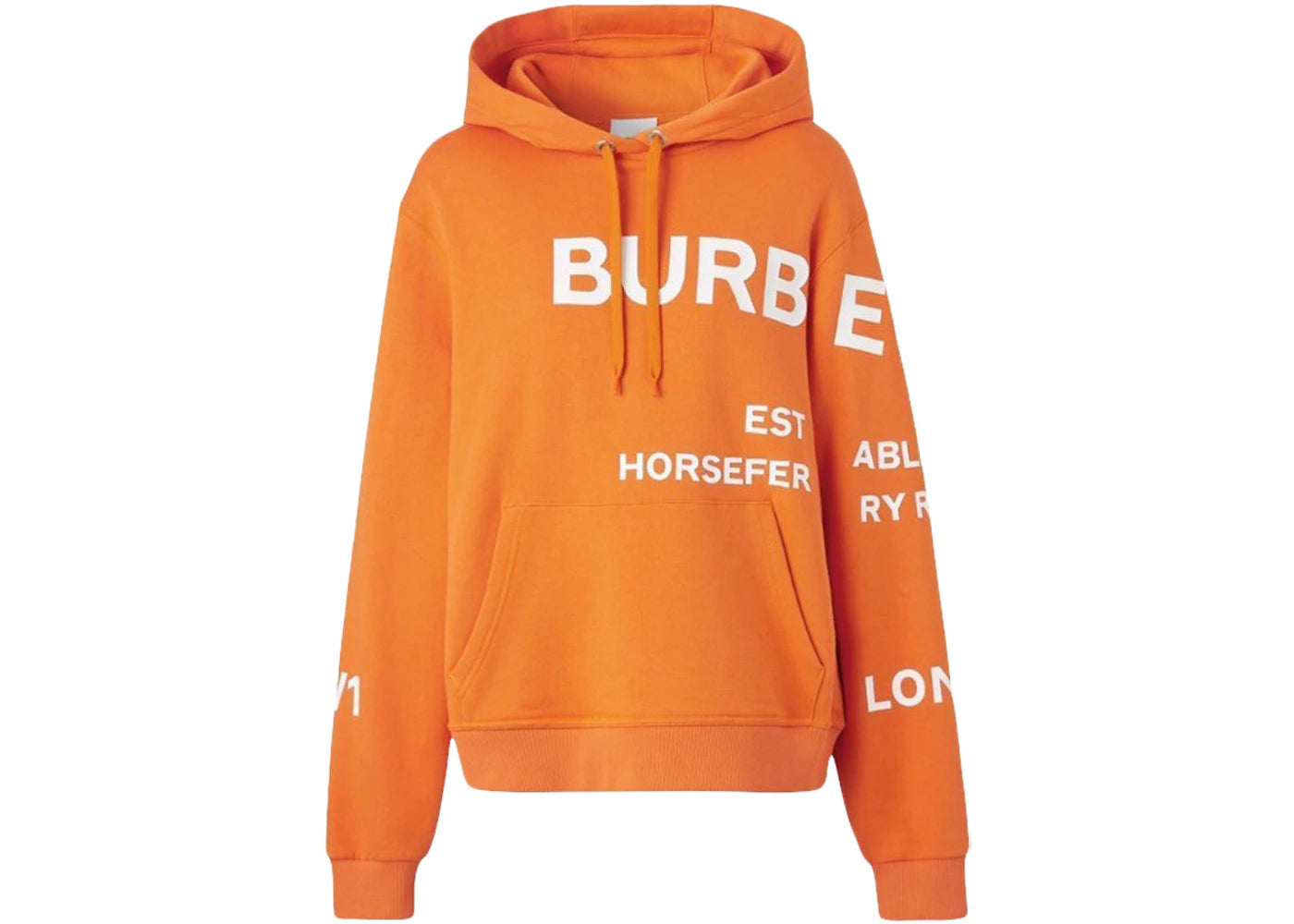 Burberry Women's Horseferry Print Cotton Drawstring Hoodie Orange/White