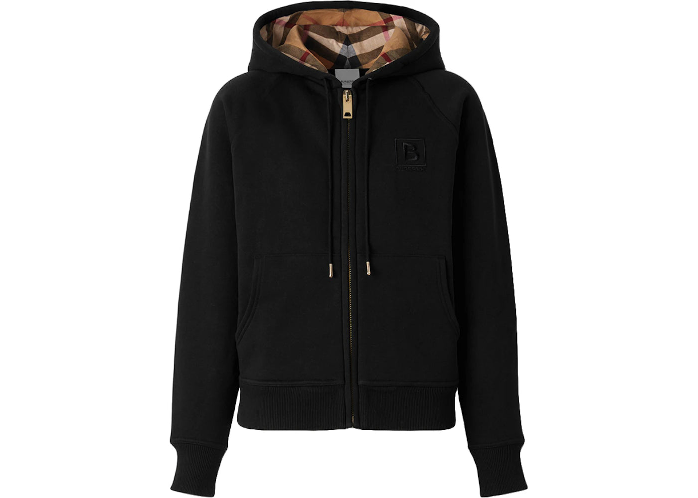 Burberry Women's Letter Graphic Cotton Blend Zip Hoodie Black