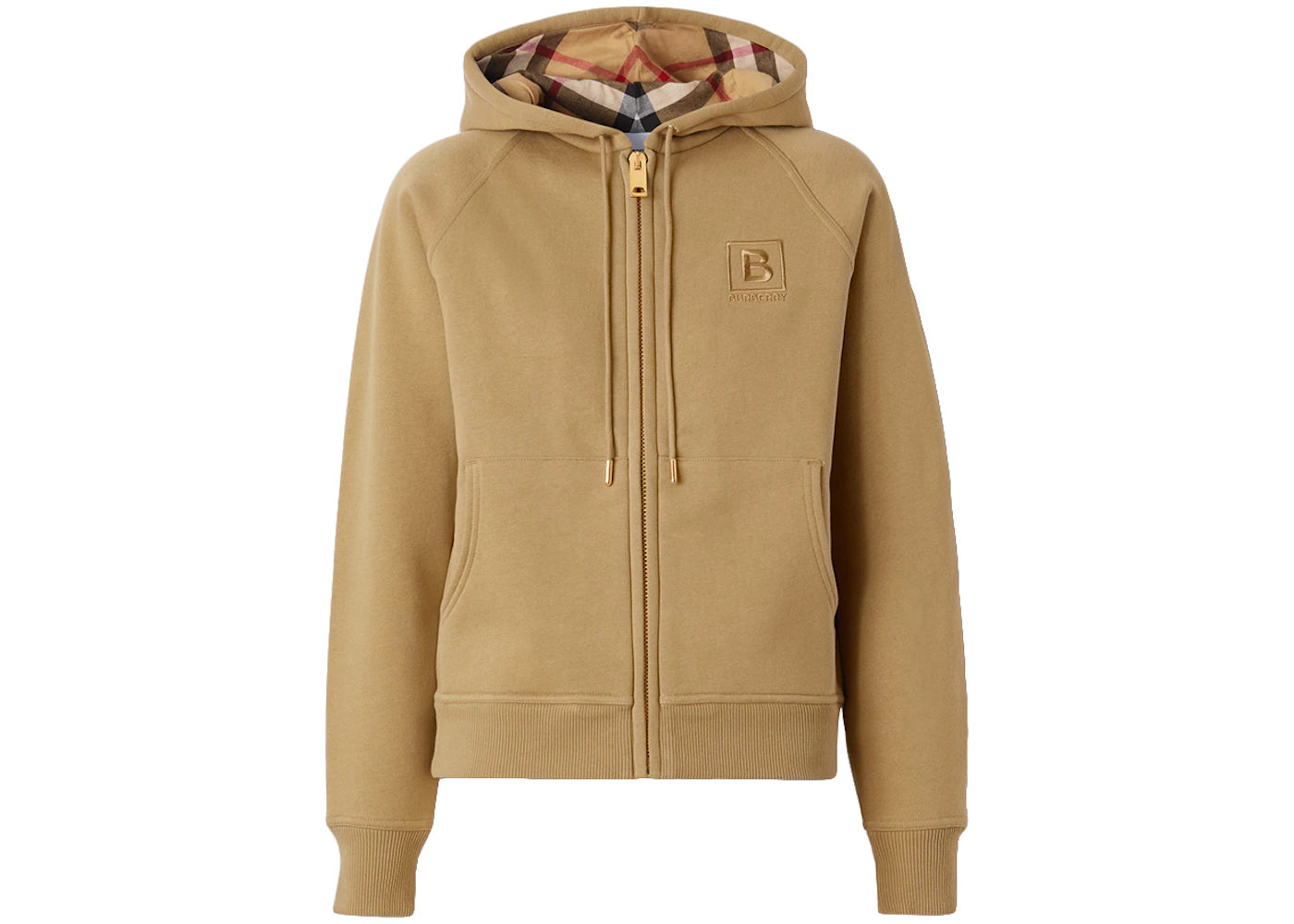 Burberry Women's Letter Graphic Cotton Blend Zip Hoodie Honey