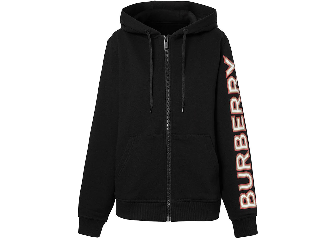 Burberry Womens Logo Print Zip-Up Hoodie Black/Multi