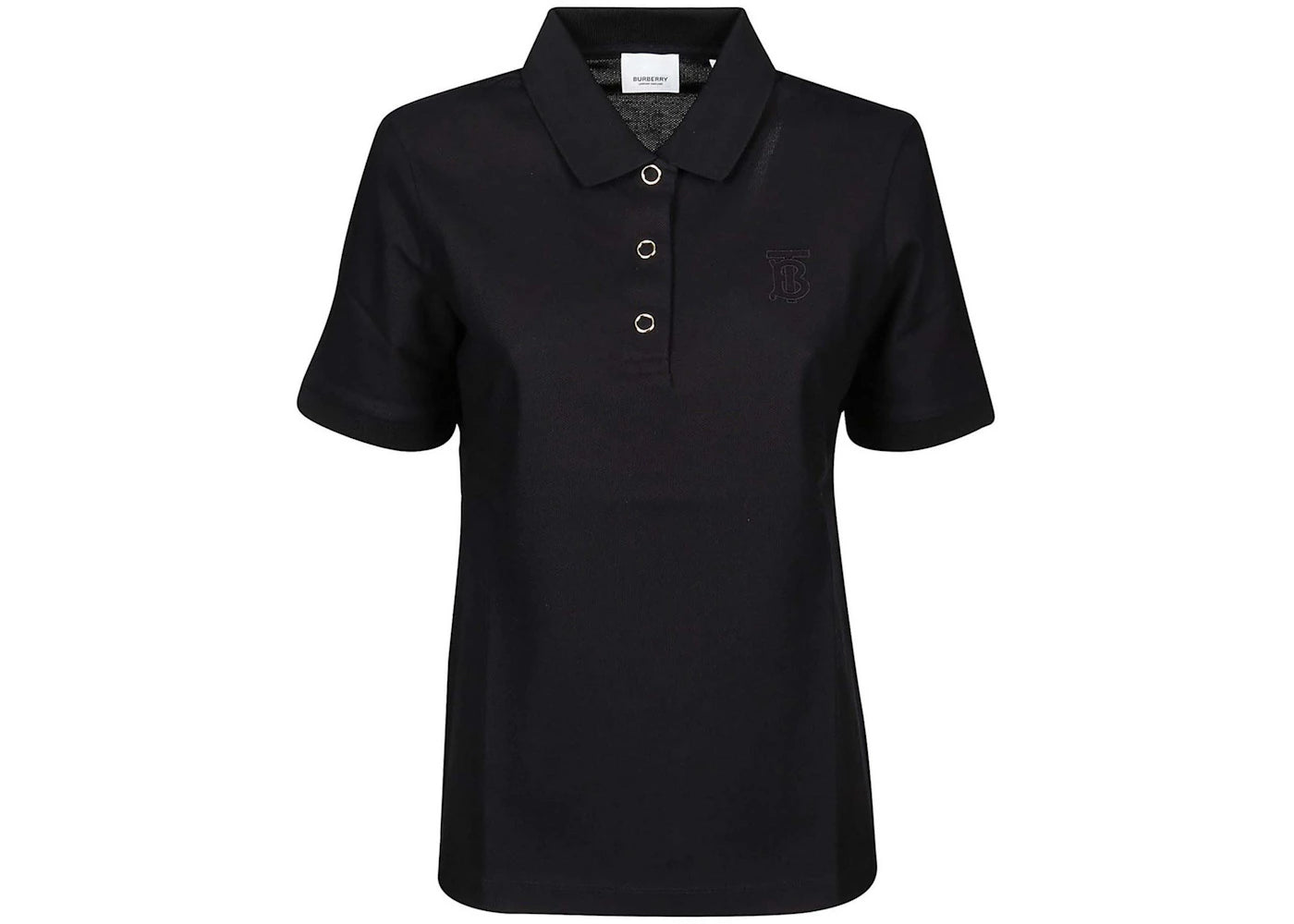 Burberry Womens Monogram Motif Pique Cotton Polo Shirt Black