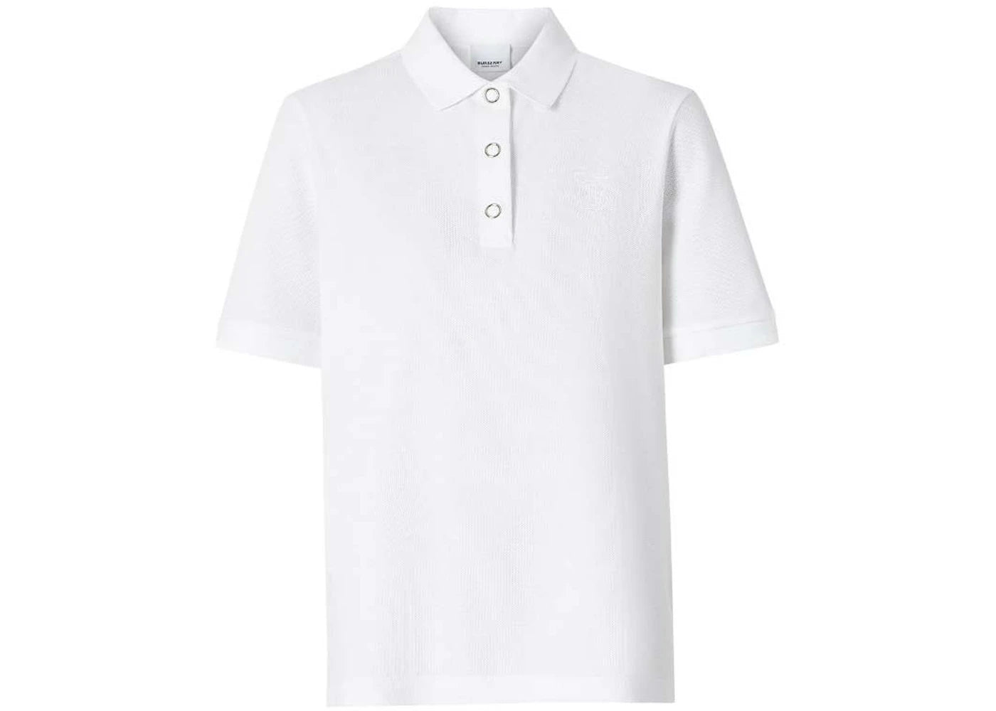 Burberry Womens Monogram Motif Pique Cotton Polo Shirt White