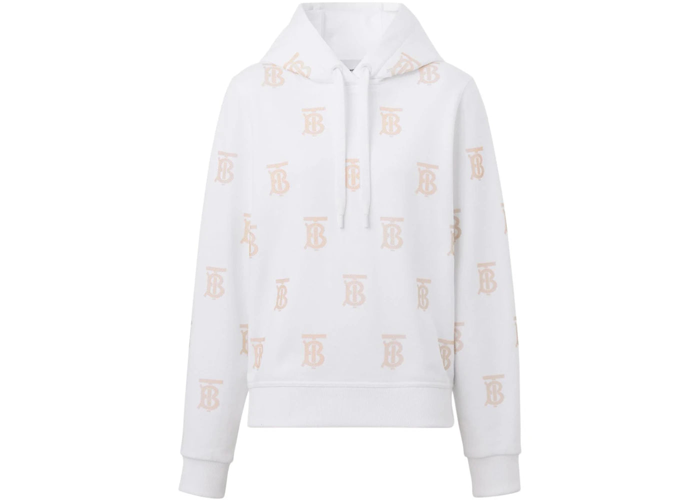 Burberry Women's Monogram Print Drawstring Hoodie White/Beige