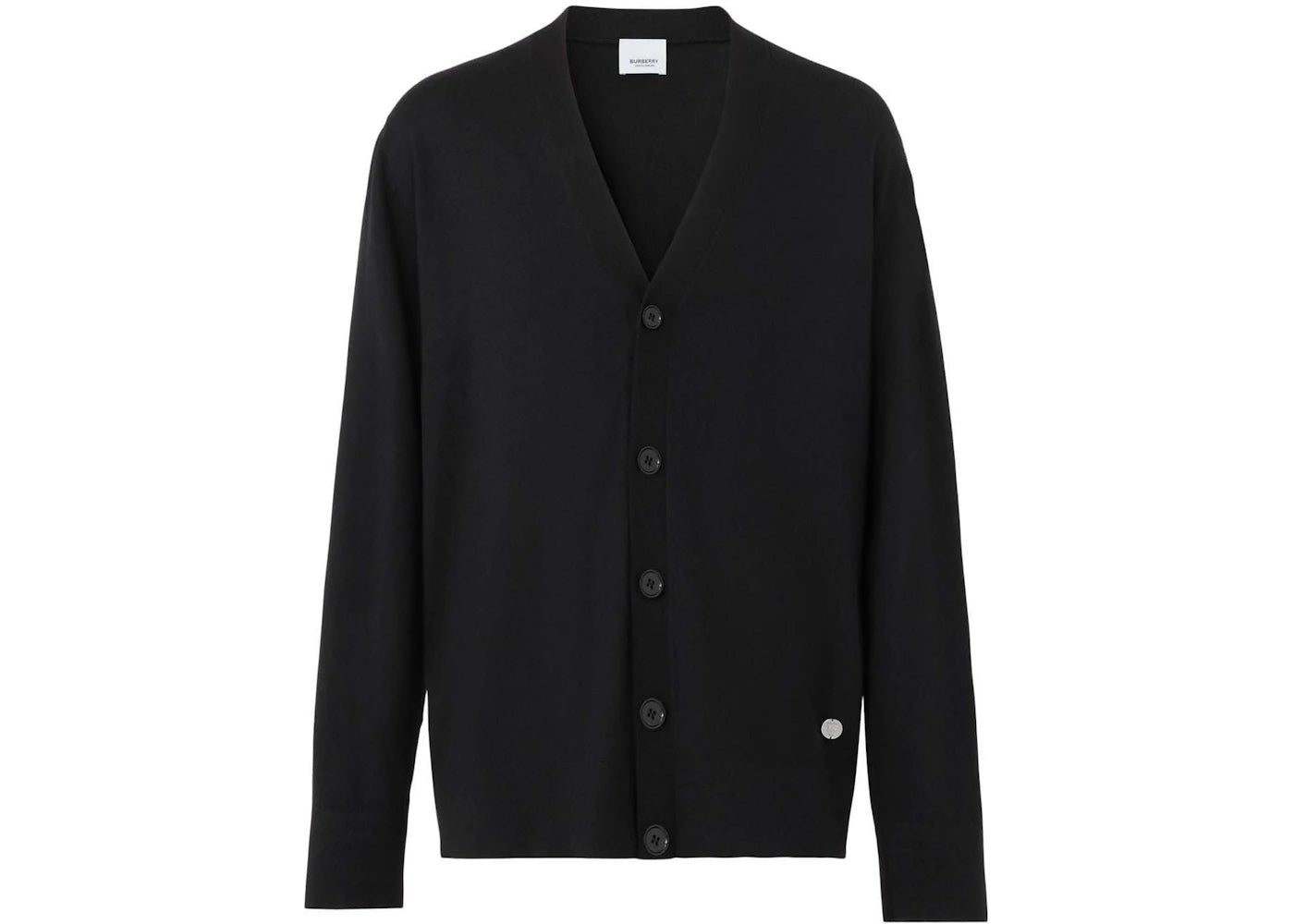 Burberry Wool And Silk V-Neck Cardigan Black