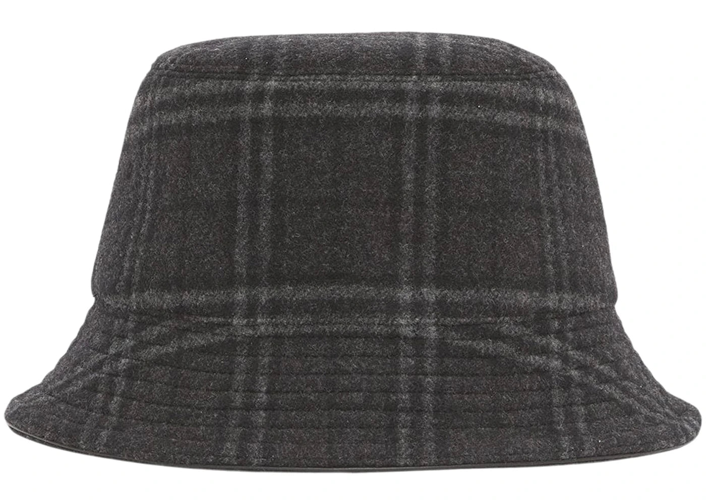 Burberry Wool Check Bucket Hat Charcoal Gray