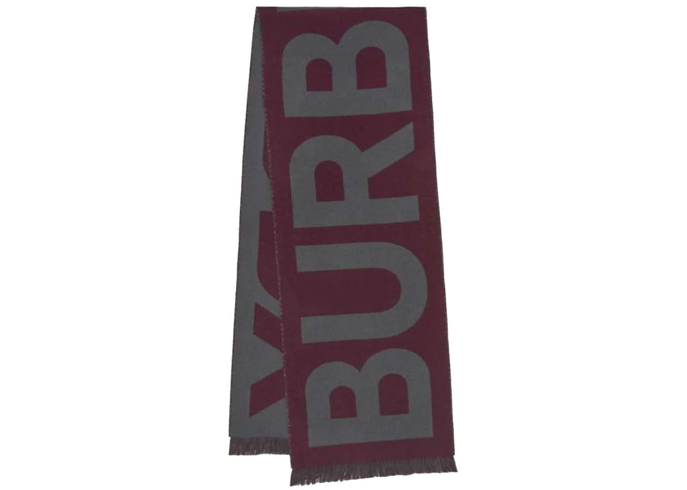 Burberry Wool Sport Jacquard Logo Scarf Maroon/Grey