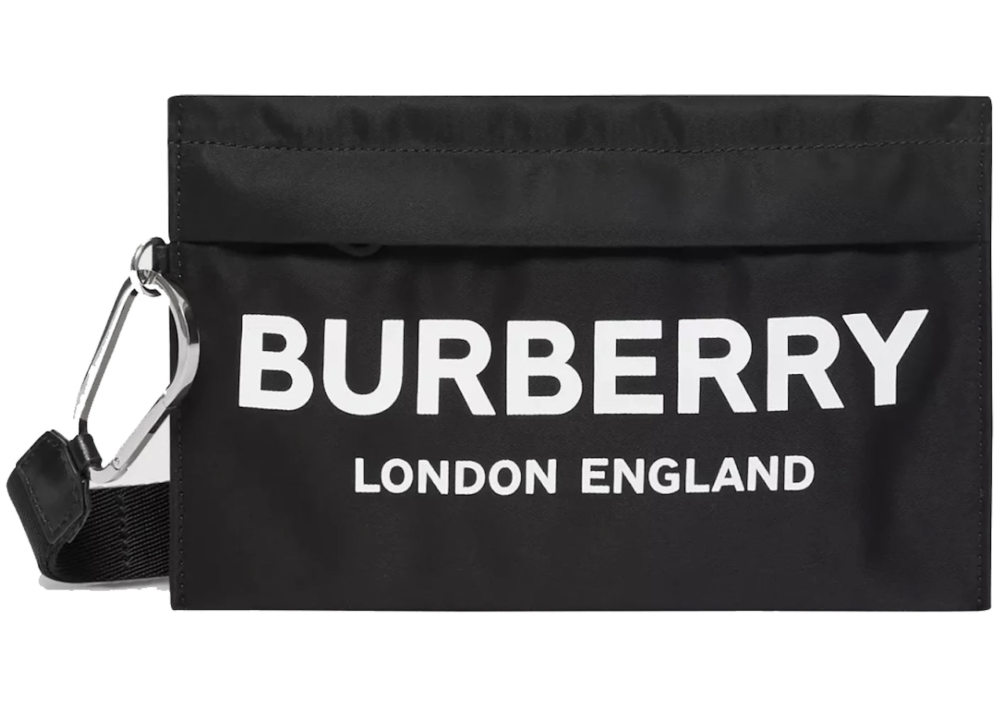 Burberry Zip Pouch Logo Print Nylon Black