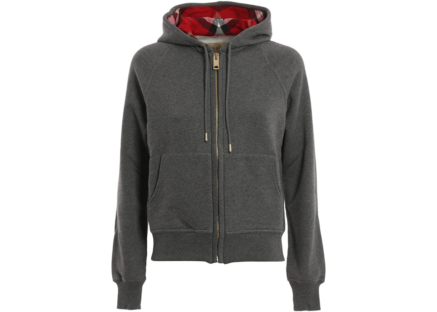 Burberry Zip-Up Hooded Sweatshirt Grey Red