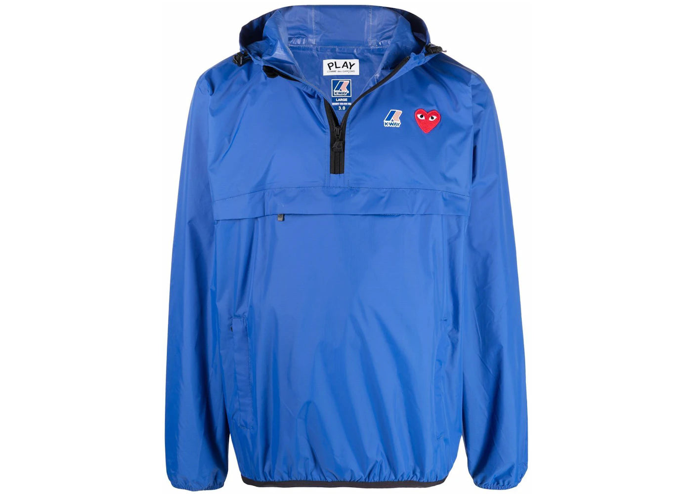 Comme des Garcons Play X K Way Full Zip Packable Jacket Blue