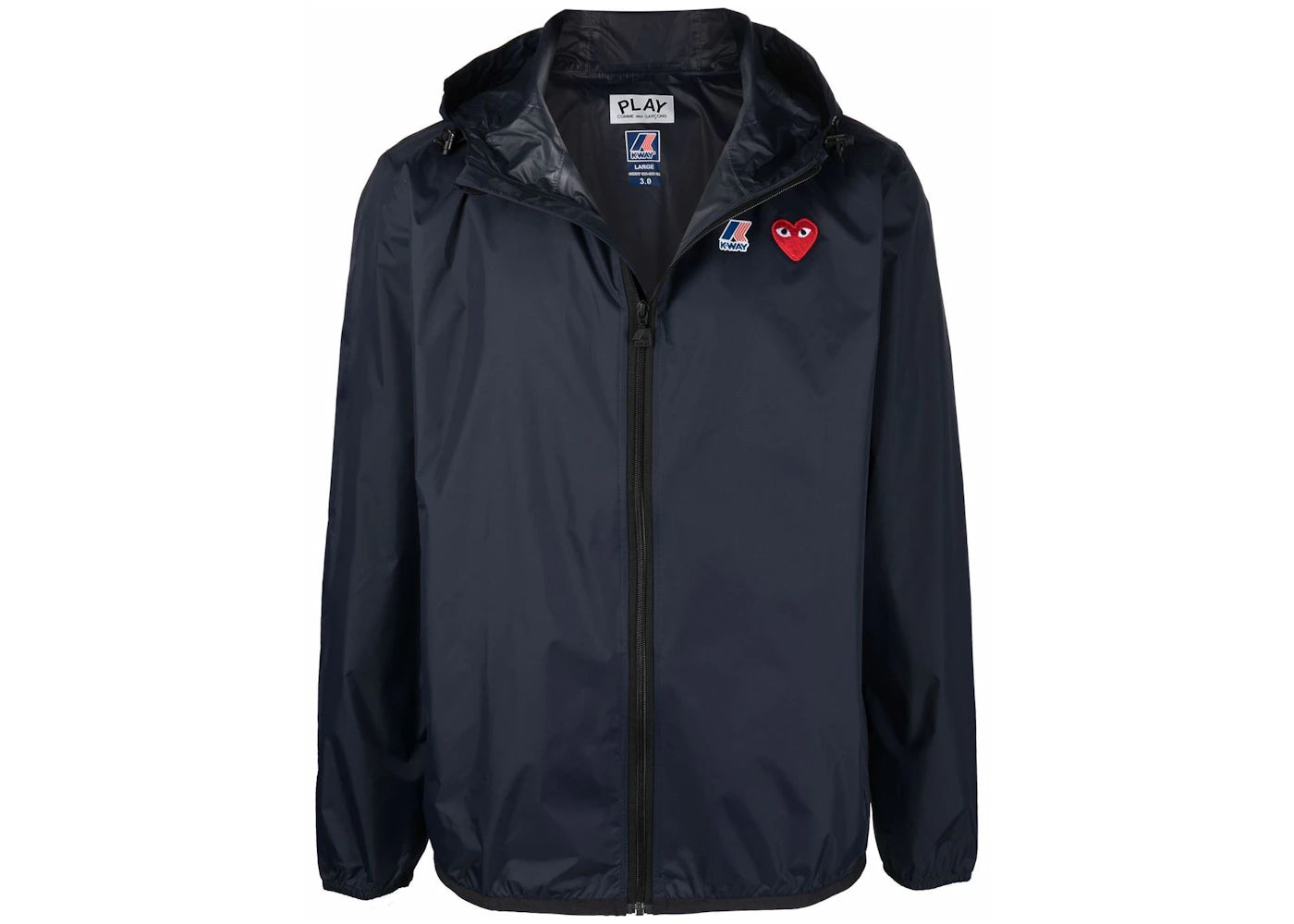 Comme des Garcons PLAY Play X K Way Full Zip Packable Jacket Navy