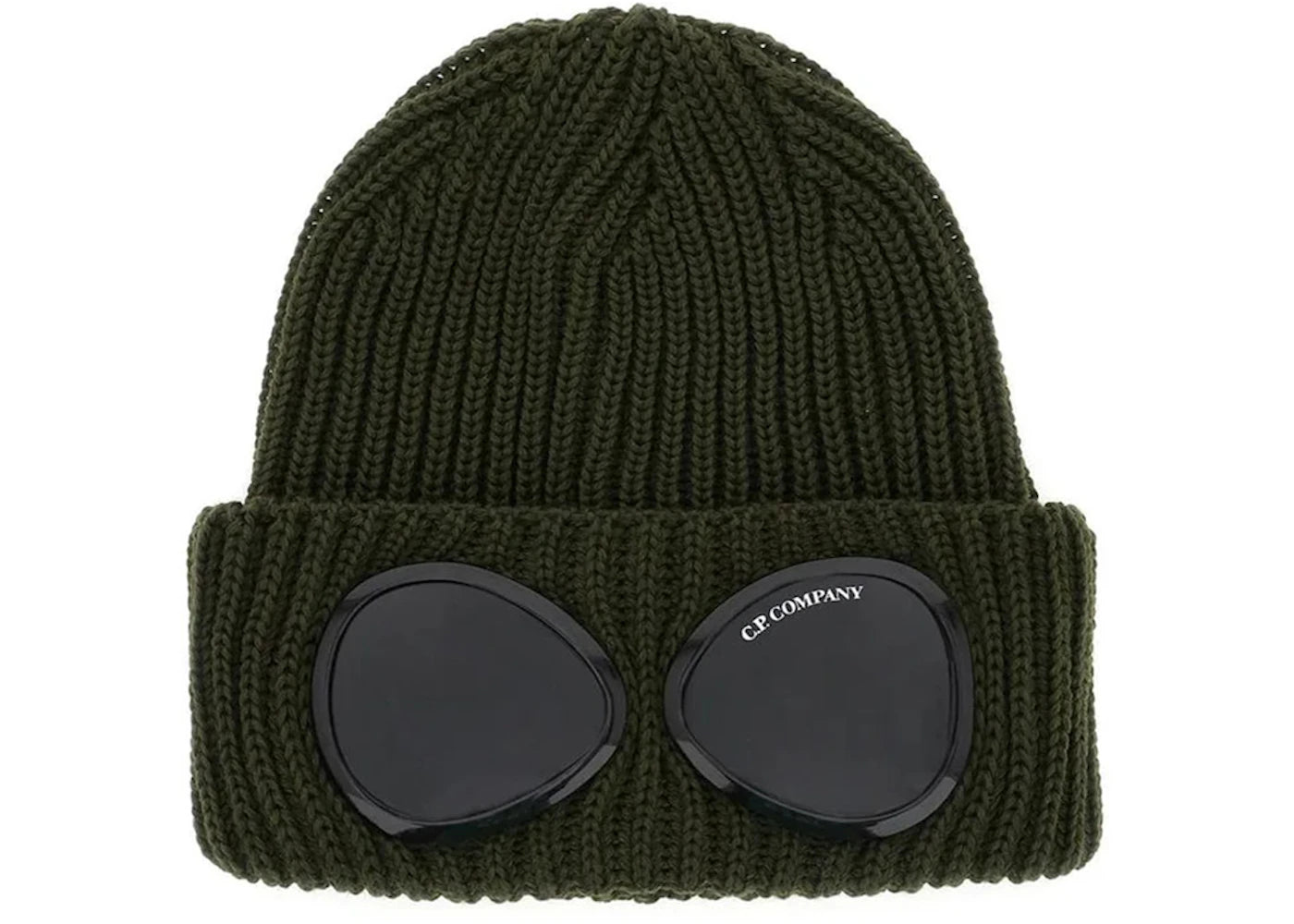 C.P. Company Cotton Goggle Beanie Khaki Green
