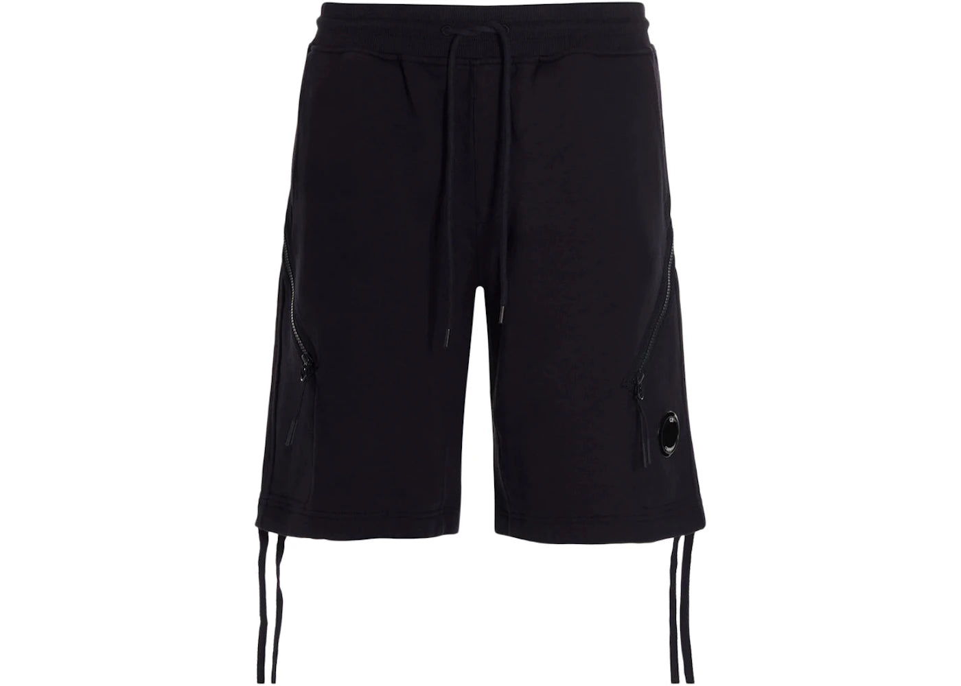 C.P. Company Diagonal Raised Fleece Drawsting Zip Detail Shorts Total Eclipse-Blue