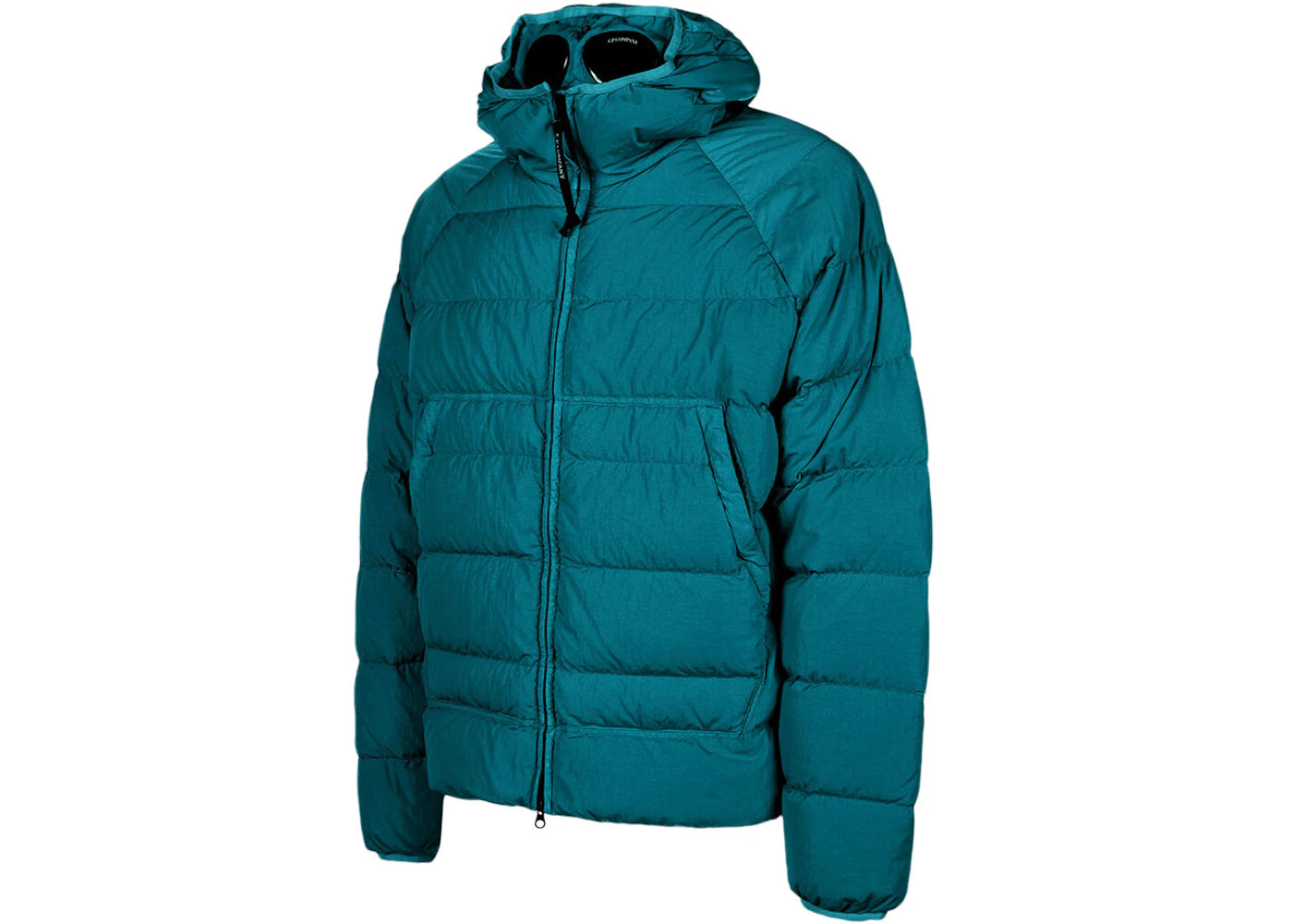 C.P. Company Eco-Chrome R Hooded Down Goggle Jacket Shaded Spruce-Blue