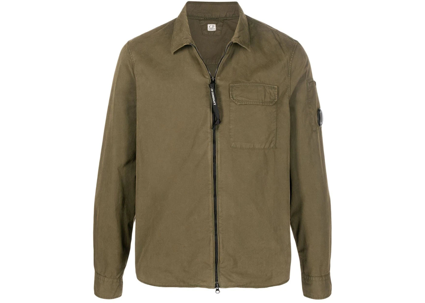 C.P. Company Emerized Gabardine Zipped Shirt Green Moss