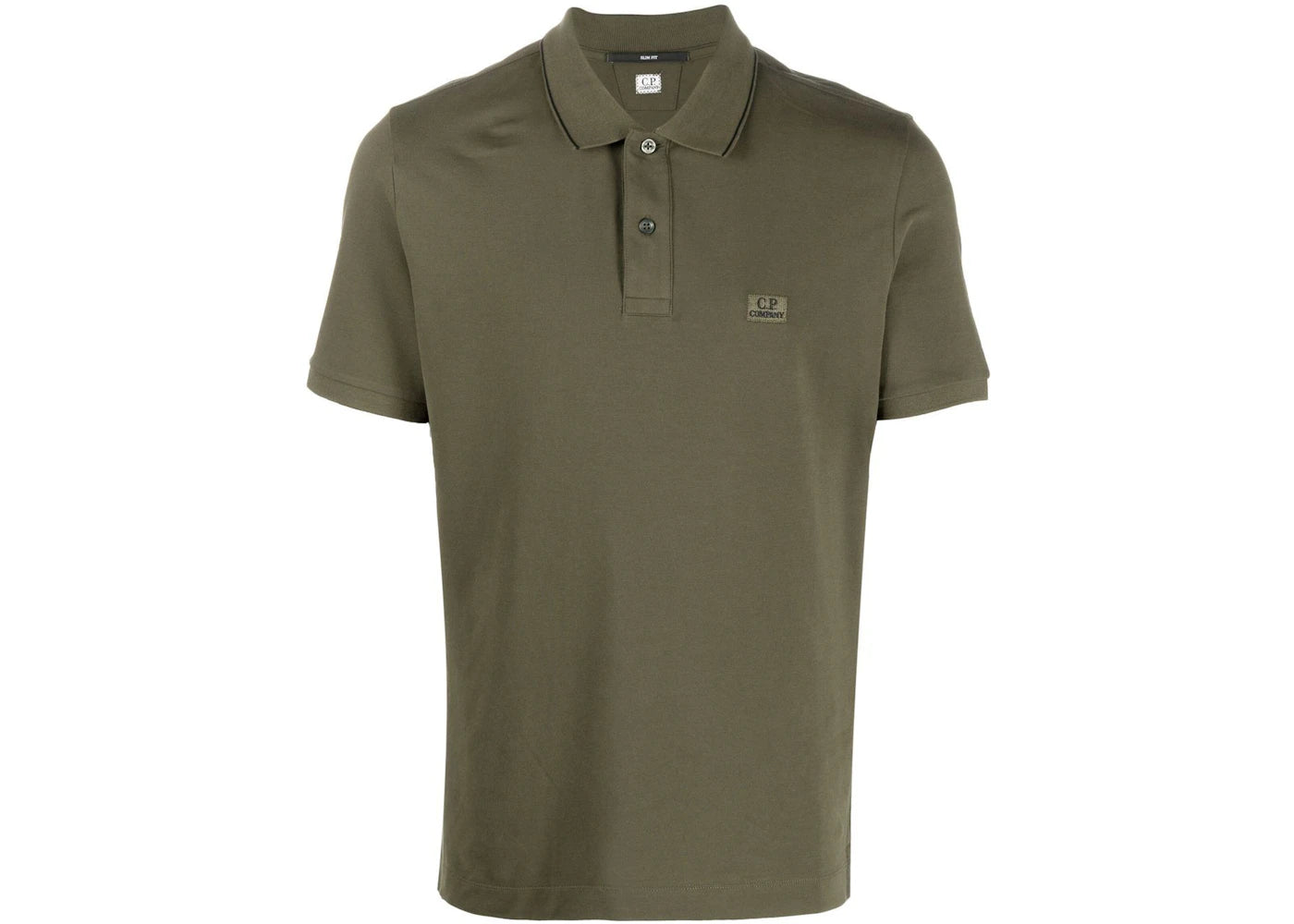 C.P. Company Stretch Pique Striped Slim Fit Polo Green Moss