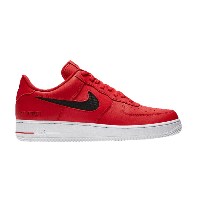 Nike Air Force 1 Low Cut Out Swoosh Red Black