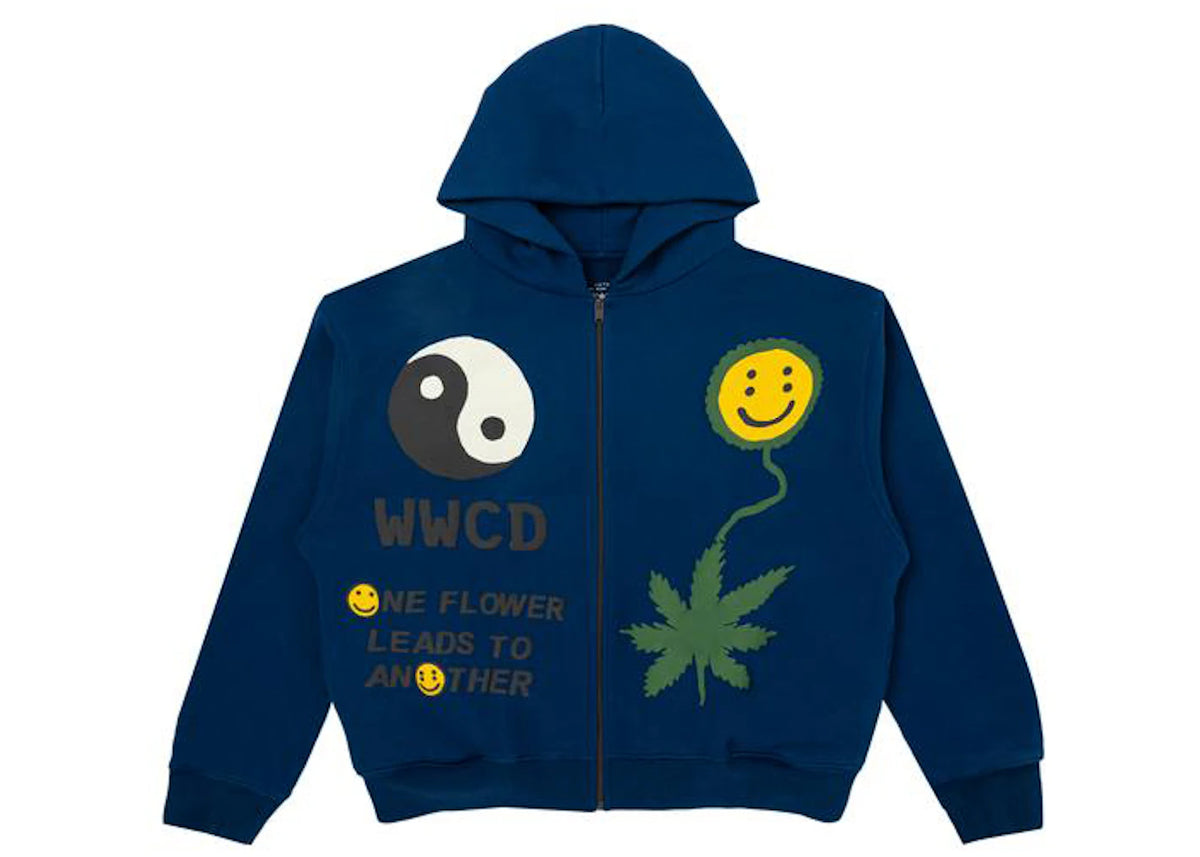 Cactus Plant Flea Market Earth First Zip Hooded Sweatshirt Blue