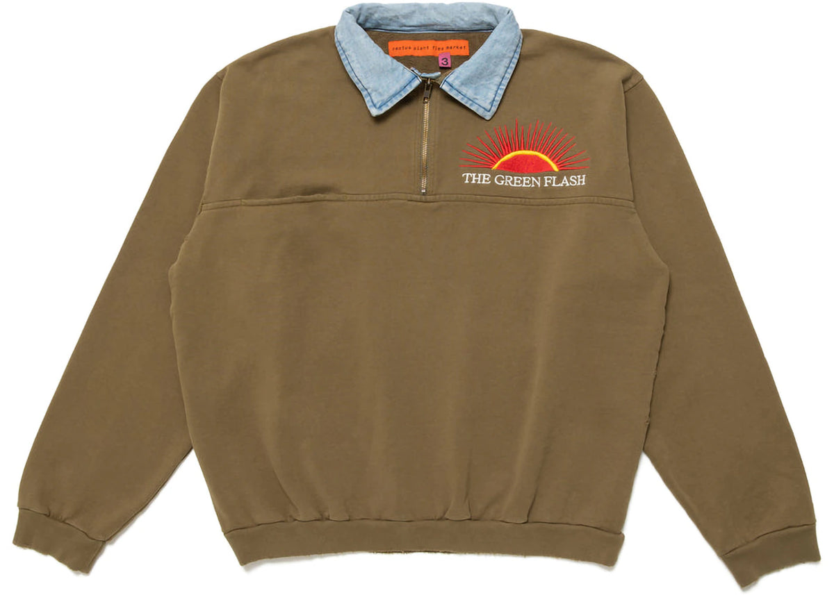 Cactus Plant Flea Market Green Flash Denim Half Zip Fleece Olivedrab