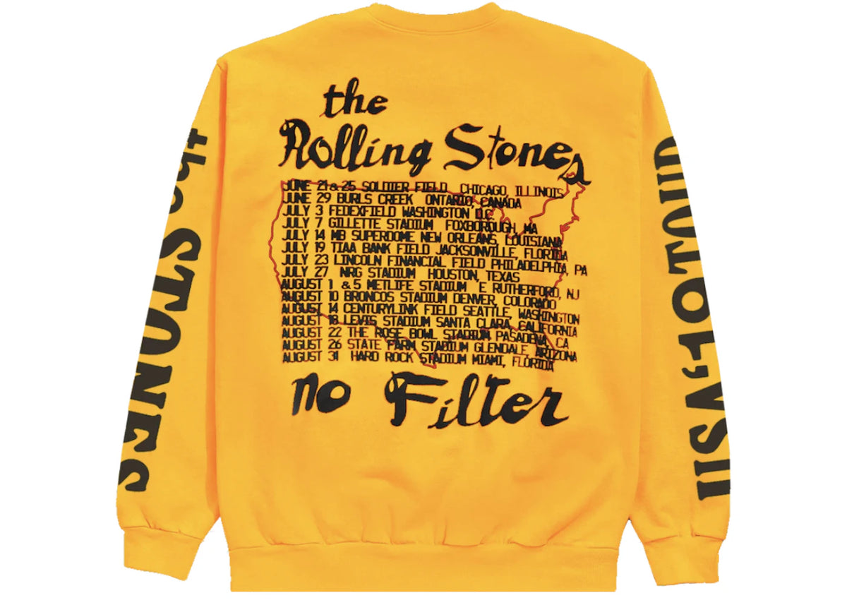 Cactus Plant Flea Market Rolling Stones USA 19 Tour Crewneck Gold