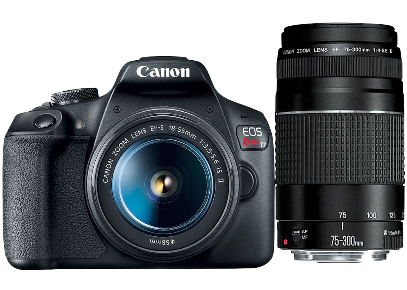 Canon EOS Rebel T7 DSLR Camera with EF18-55mm + EF 75-300mm Double Zoom Kit 2727C021