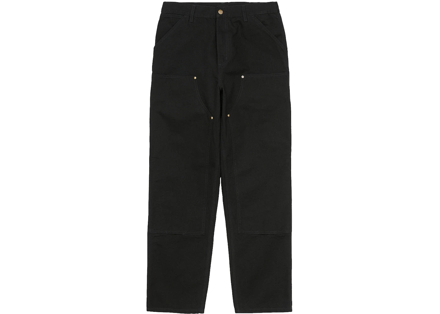 Carhartt WIP Double Knee Dearborn Canvas 12oz Relaxed Straight Fit Pants Black (Rinsed)