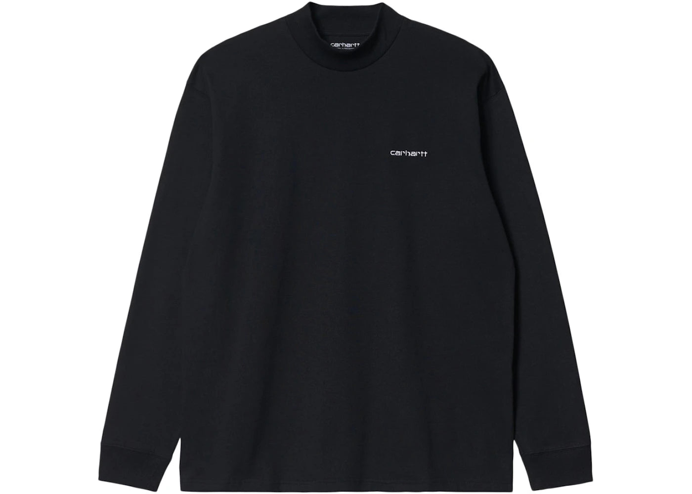 Carhartt WIP Mockneck Script Embroidery Long Sleeve T-Shirt Black