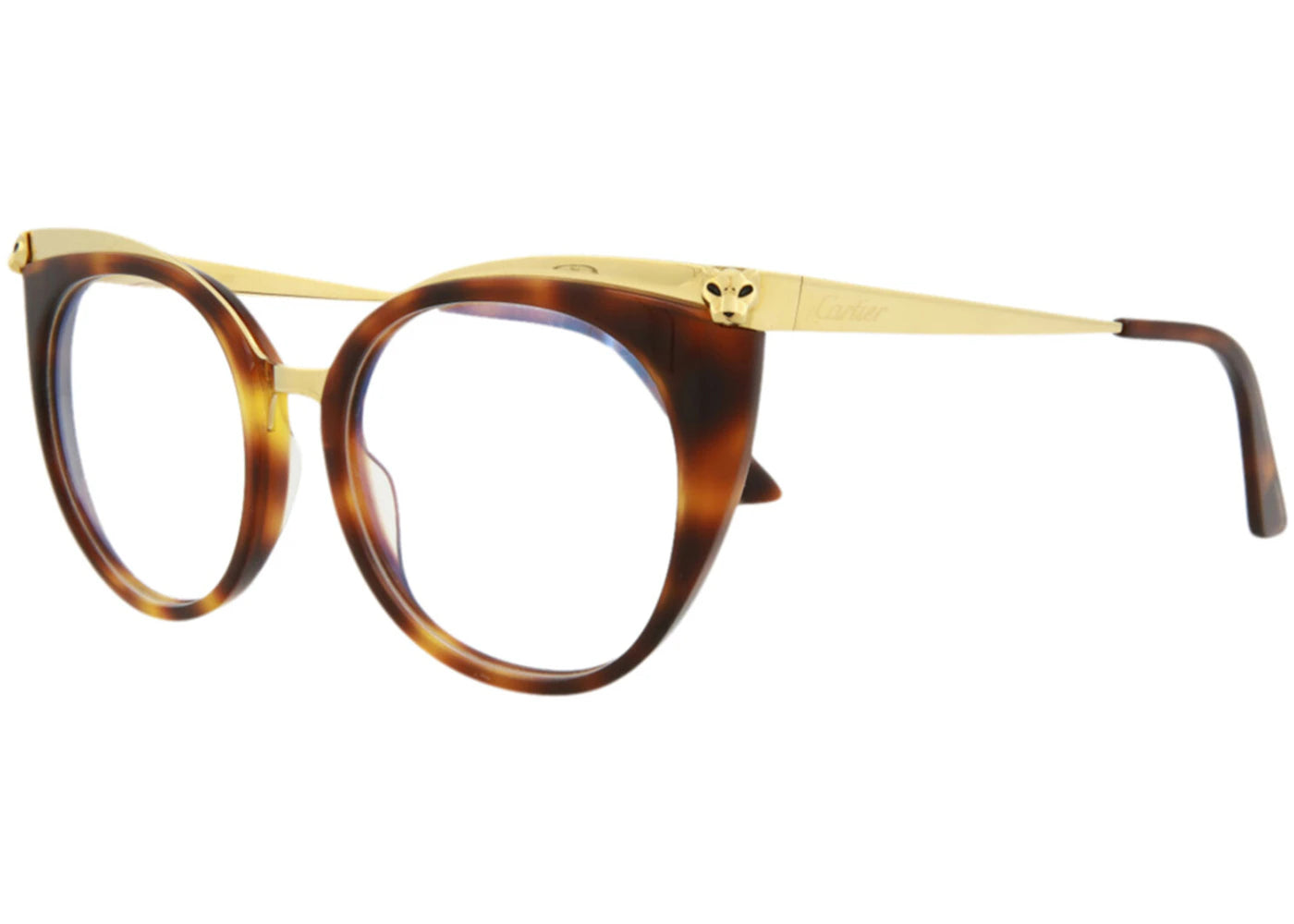 Cartier Cat Eye Eyeglasses Havana/Gold/Transparent (CT0123O-30003101-002)