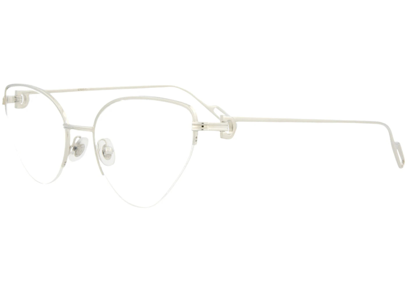 Cartier Cat Eye Eyeglasses Silver/Silver/Transparent (CT0157O-30003067-003)