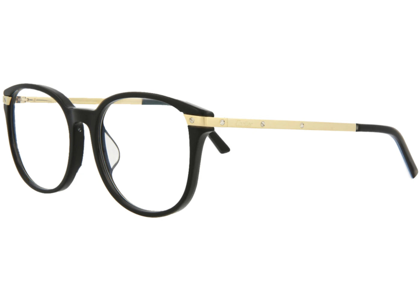 Cartier Round Eyeglasses Black/Gold/Transparent (CT0107OA-30003091-001)