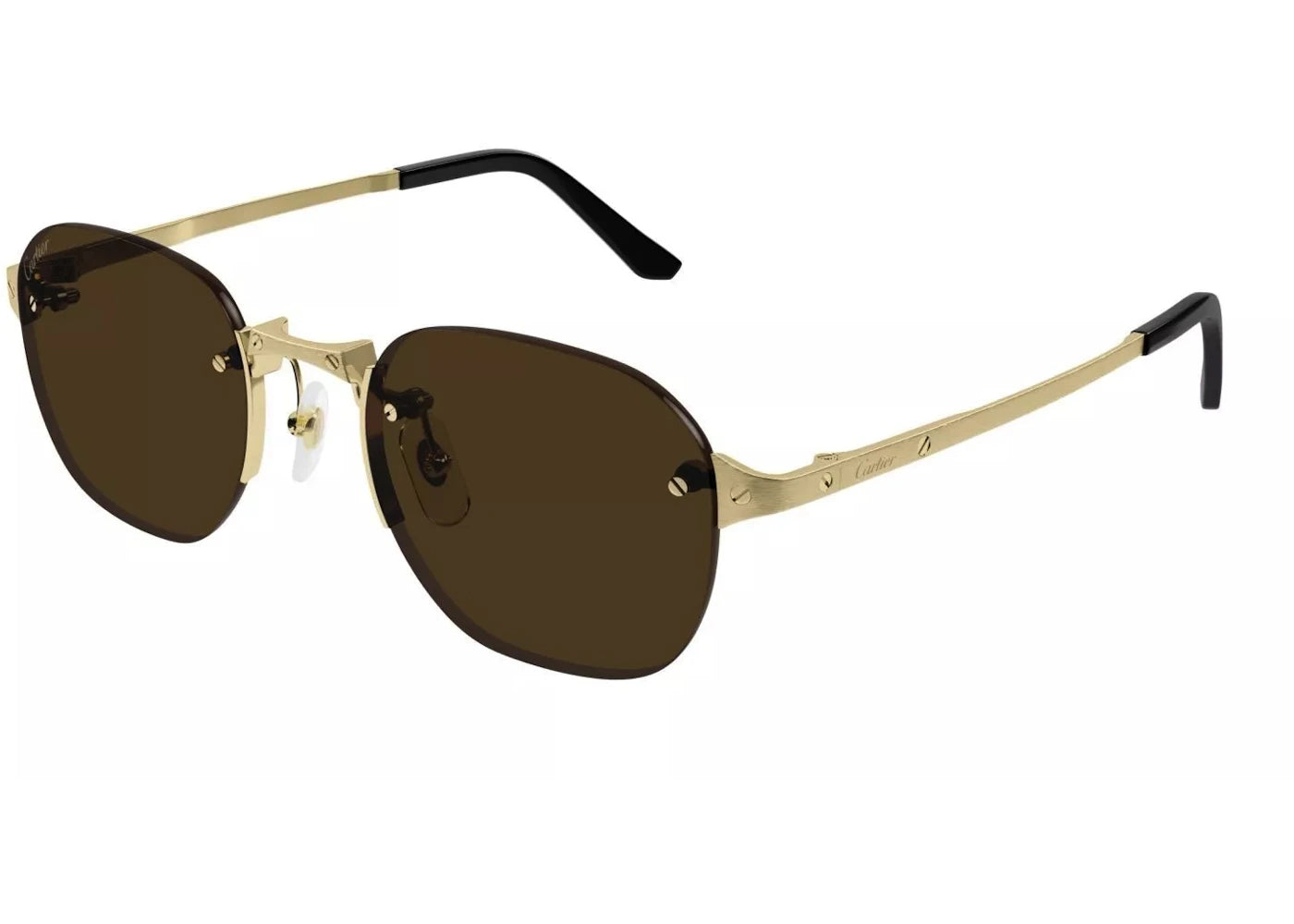 Cartier Santos De Cartier Sunglasses Brown/Shiny Gold (CT0436S-004)