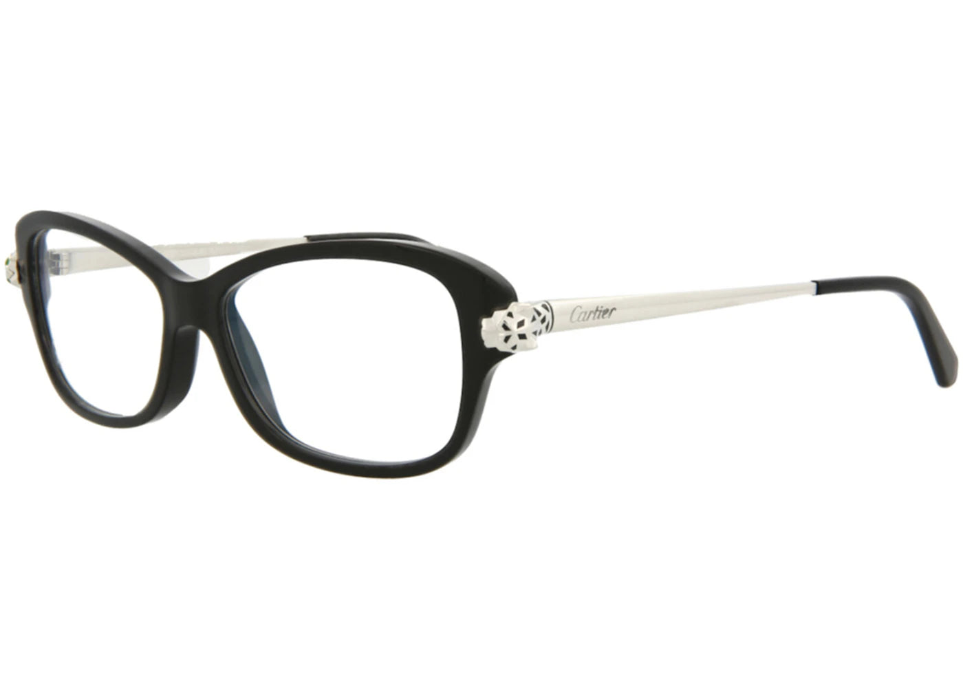 Cartier Square Eyeglasses Black/Silver/Transparent (CT0067O-30002176-002)