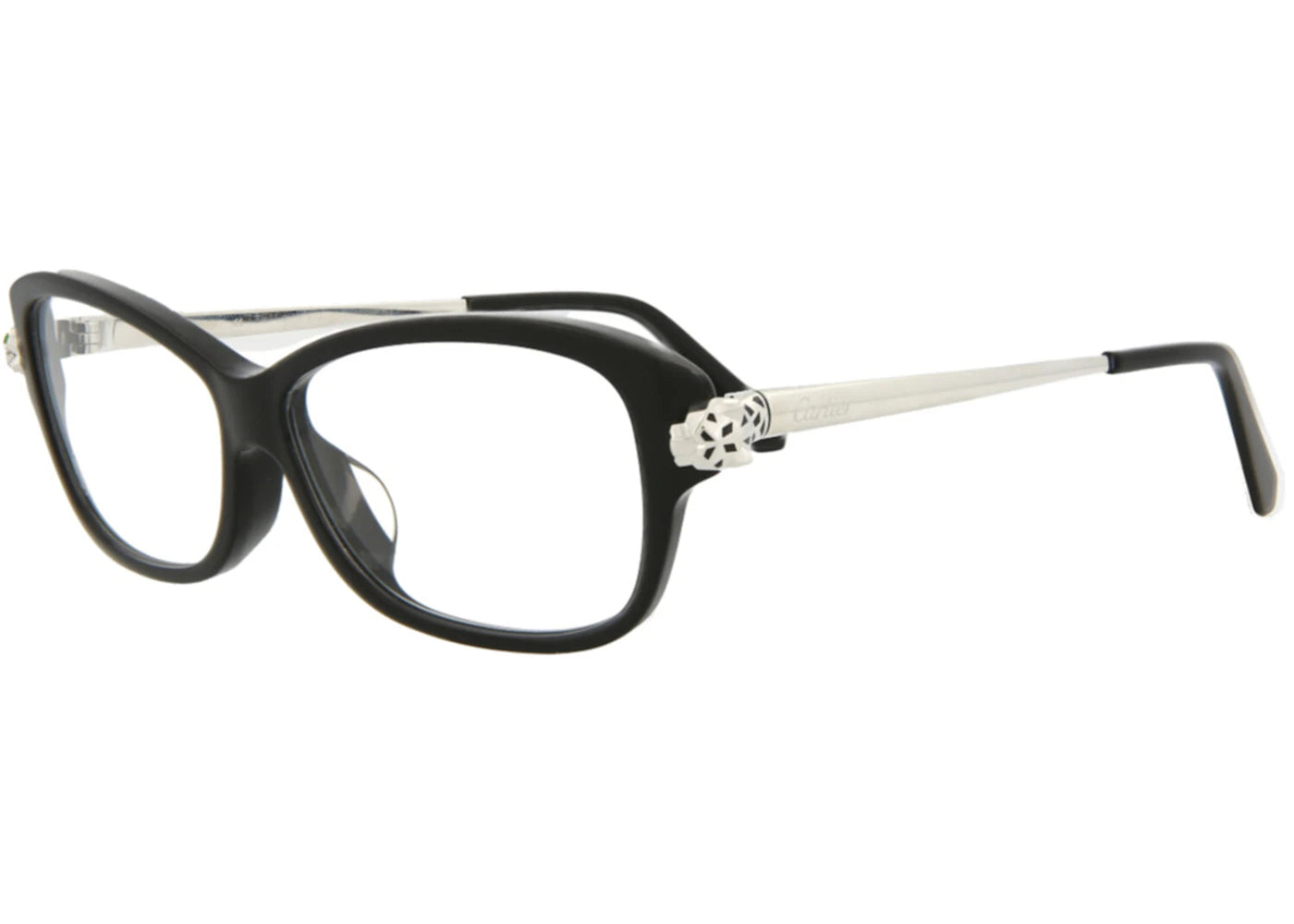 Cartier Square Eyeglasses Black/Silver/Transparent (CT0067OA-30002177-002)