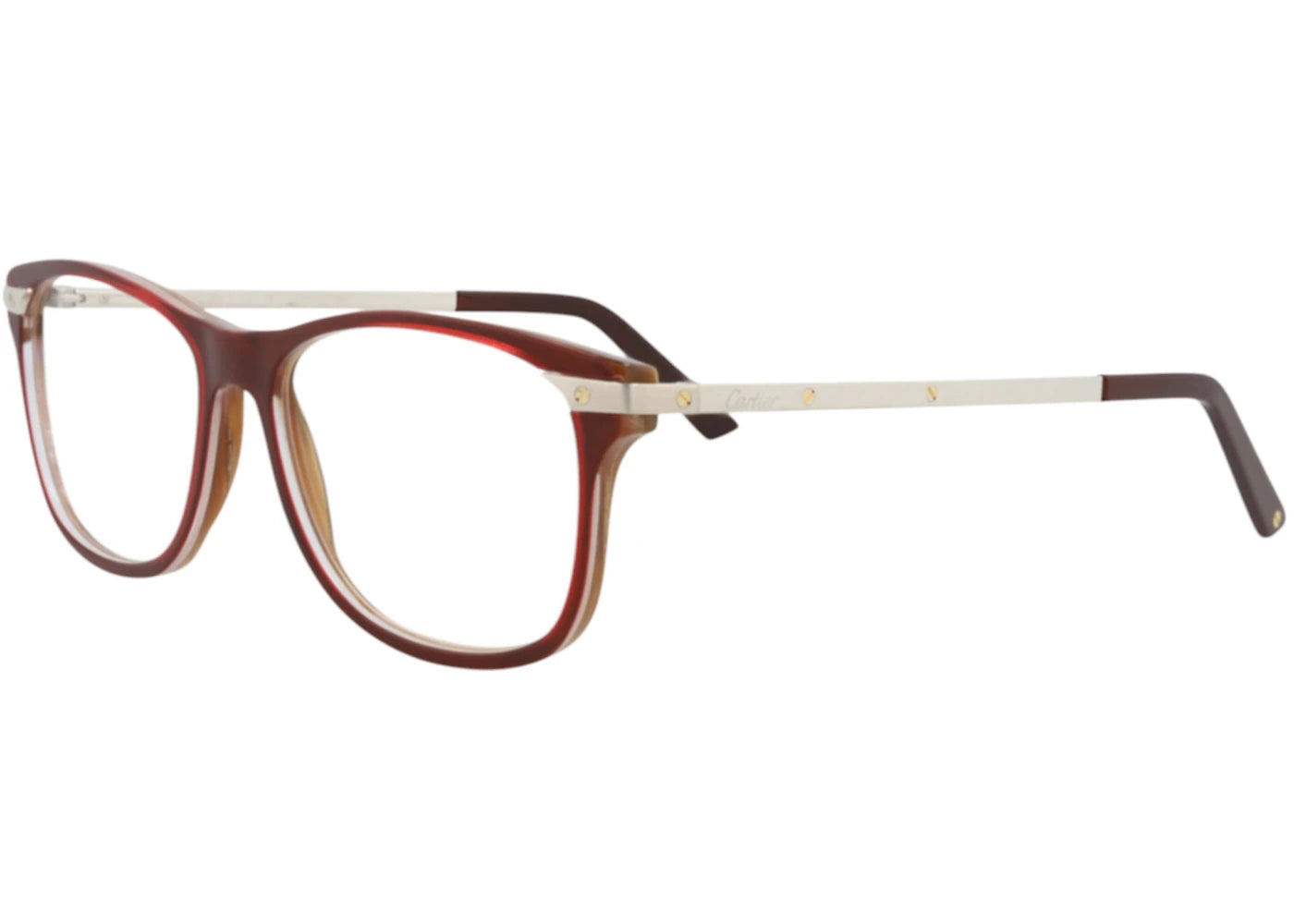 Cartier Square Eyeglasses Red Silver Transparent (CT0106O-30003089-003)