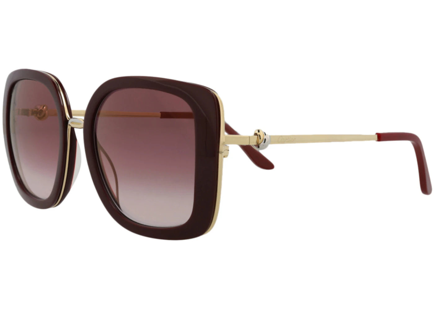 Cartier Square Sunglasses Burgundy/Gold/Red (CT0246S-30009006-003)