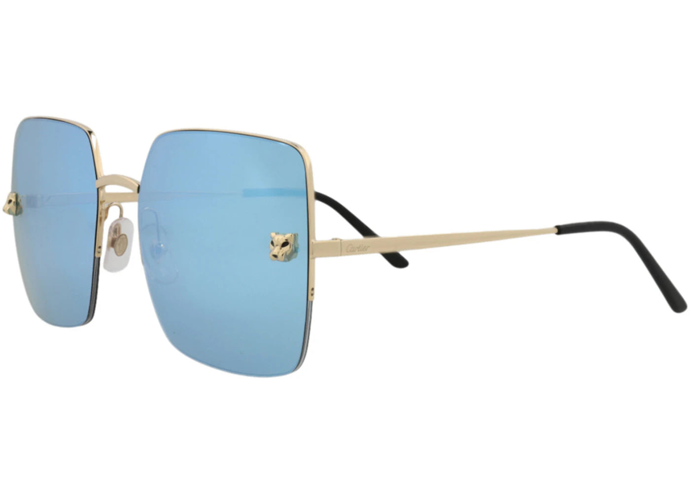 Cartier Square Sunglasses Gold/Gold/Light/Blue (CT0121S-30003121-002)