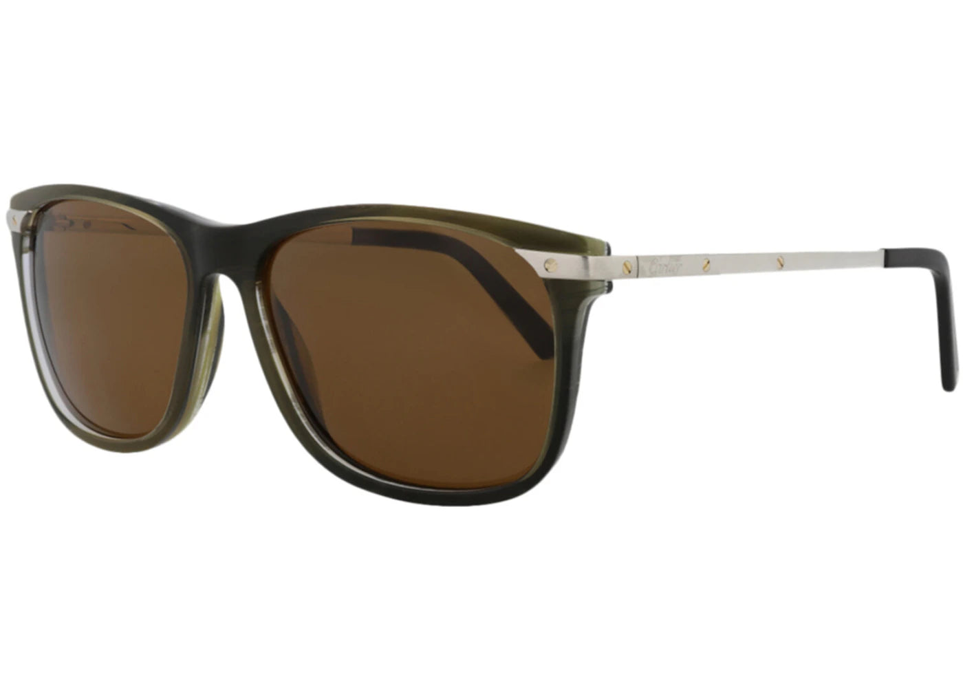 Cartier Square Sunglasses Green/Silver/Brown (CT0104S-30003086-003)