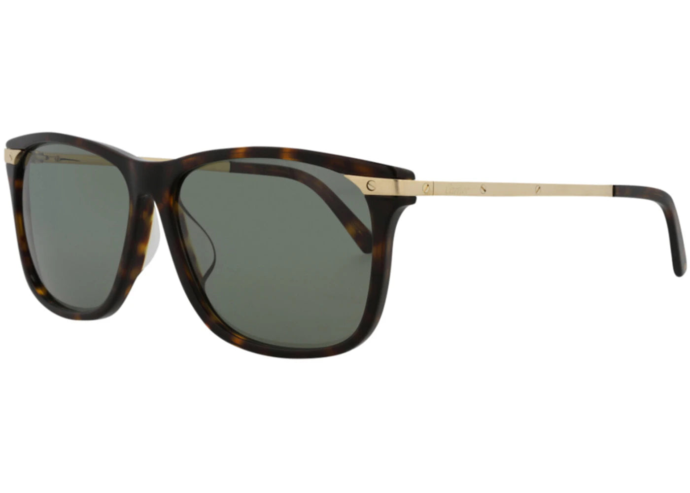 Cartier Square Sunglasses Havana/Gold/Green (CT0104SA-30003081-002)